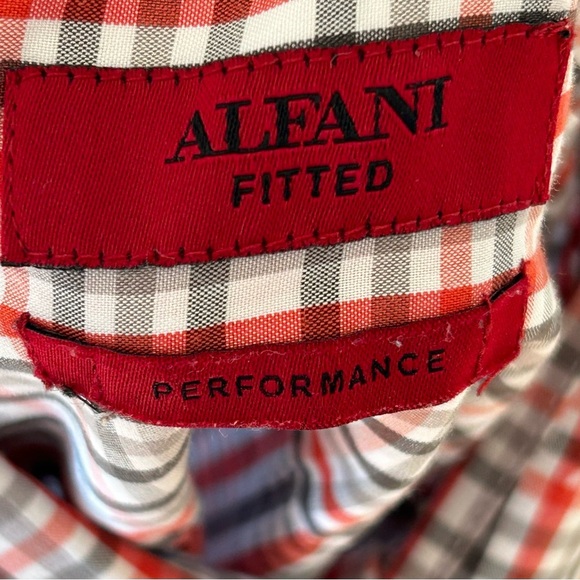 Alfani Fitted Plaid Long Sleeve Button Down Plaid Casual Button Down Shirt Sz L - Picture 5 of 7